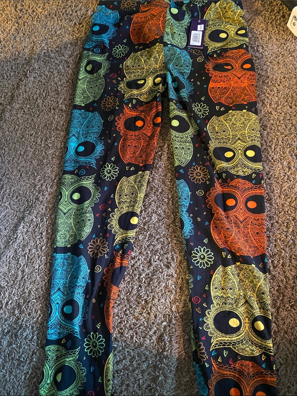 Colorful Owl Print Leggings